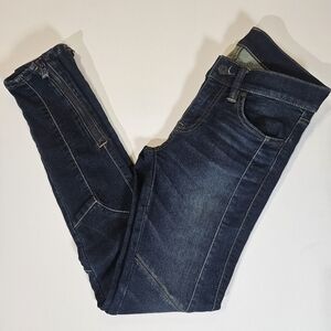 Polo Ralph Lauren Womens Jeans 26 Dark Wash Ankle Zip Pannel Stitch Skinny Denim